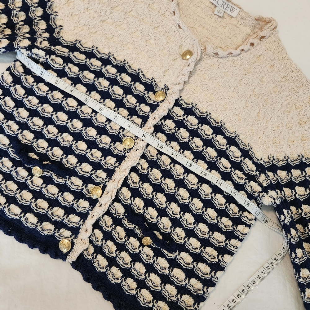 J. Crew Cream and Navy Cardigan Sweater - Picture 9 of 15
